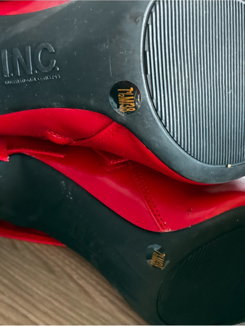INC International Concepts Red Over-the-Knee Pointed Toe Stiletto Boots - Picture 6 of 7